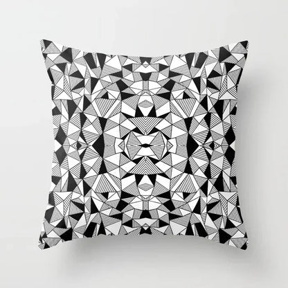 Nordic Geometric Pillow Cover 45x45CM - Black & White Chic