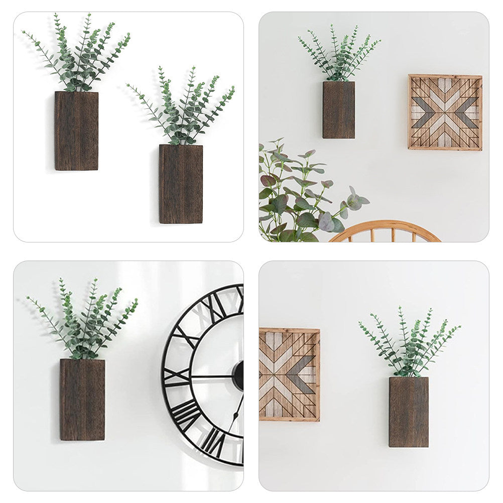 Wooden Flowerpot Basket: Realistic Hanging Door Decor
