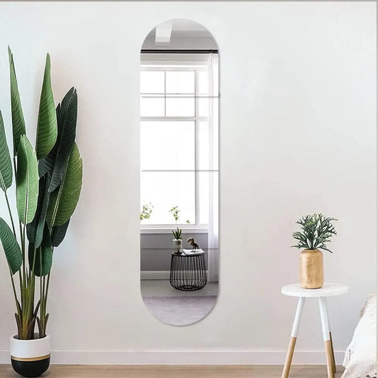 4pcs Self Adhesive Acrylic Mirror Tiles DIY Flexible Non Glass Safety Mirror Sheets Wall StickersShatterproof Anti Fog Mirror