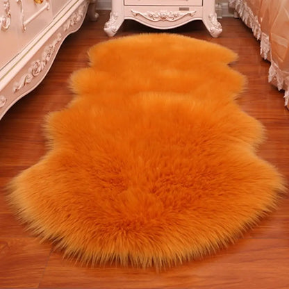 Wool Rug: Washable Fluffy Shaggy Rug - Non Slip Faux Fur Carpet