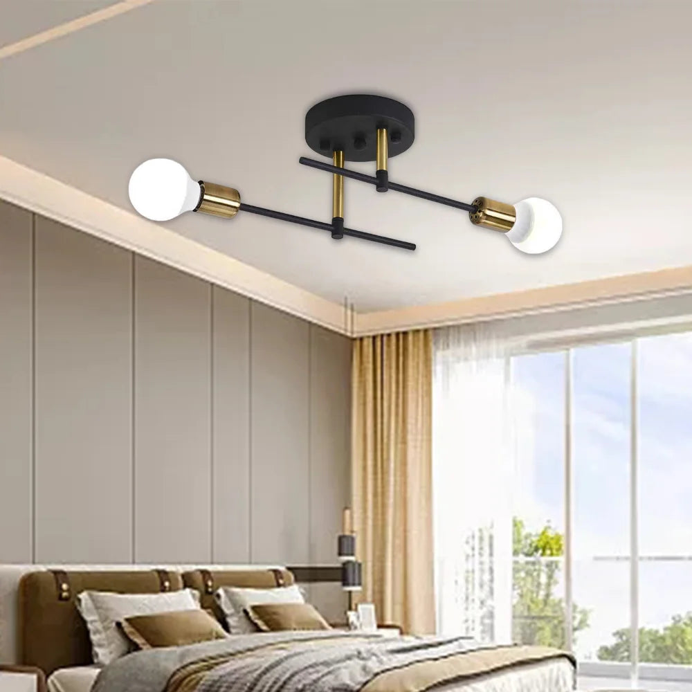 Modern Chandelier: 2-Light Flush Mount Chandelier - Indoor Ceiling Lamp