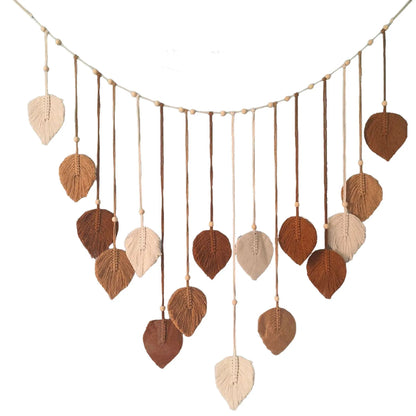 Wall Decoration: Boho Macrame Tapestry - Leaf Feather Wall Decor