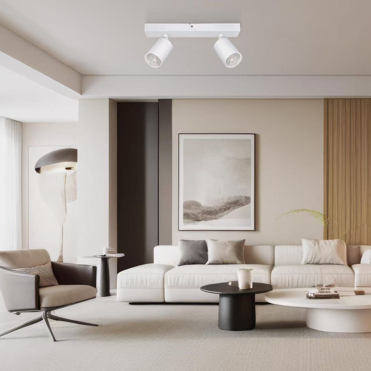 Modern LED Ceiling Light - Black 2-Light GU10 Energy Saver