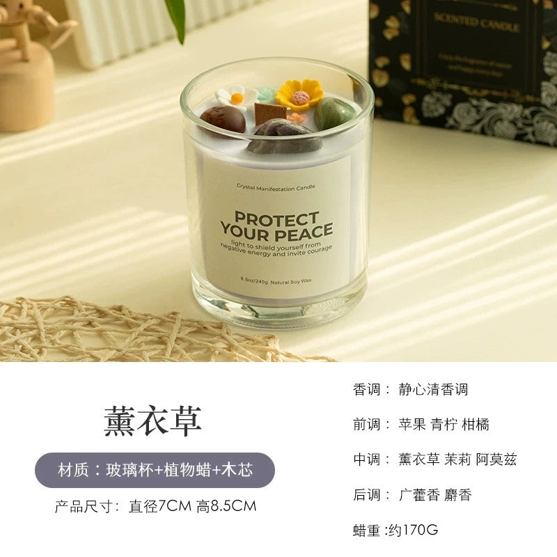 Scented Candle: Crystal-Cut Glass Candle: Romantic Soy Wax Gift