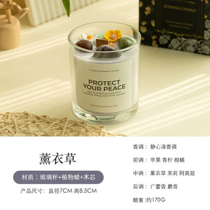 Scented Candle: Crystal-Cut Glass Candle: Romantic Soy Wax Gift