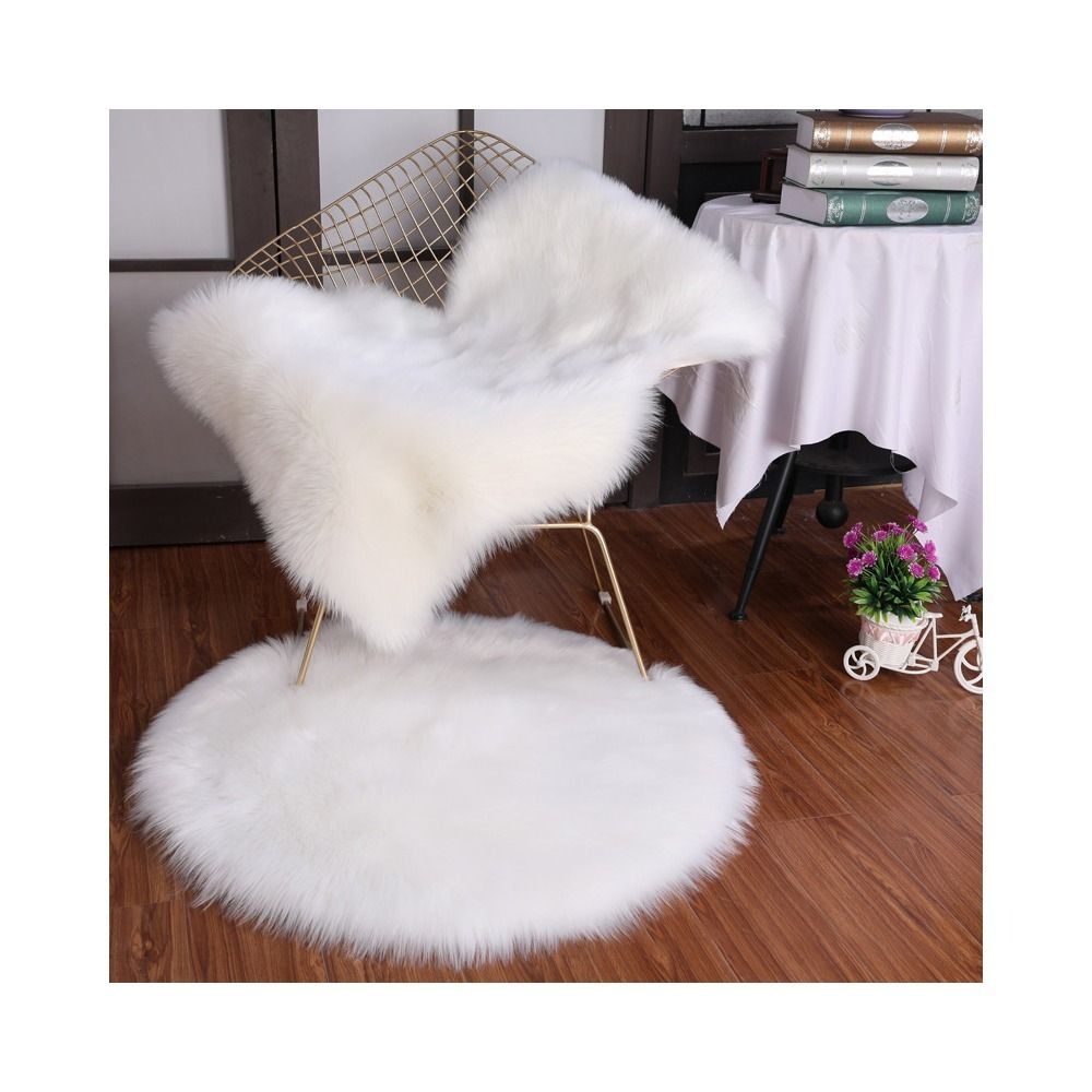 Wool Rug: Washable Fluffy Shaggy Rug - Non Slip Faux Fur Carpet