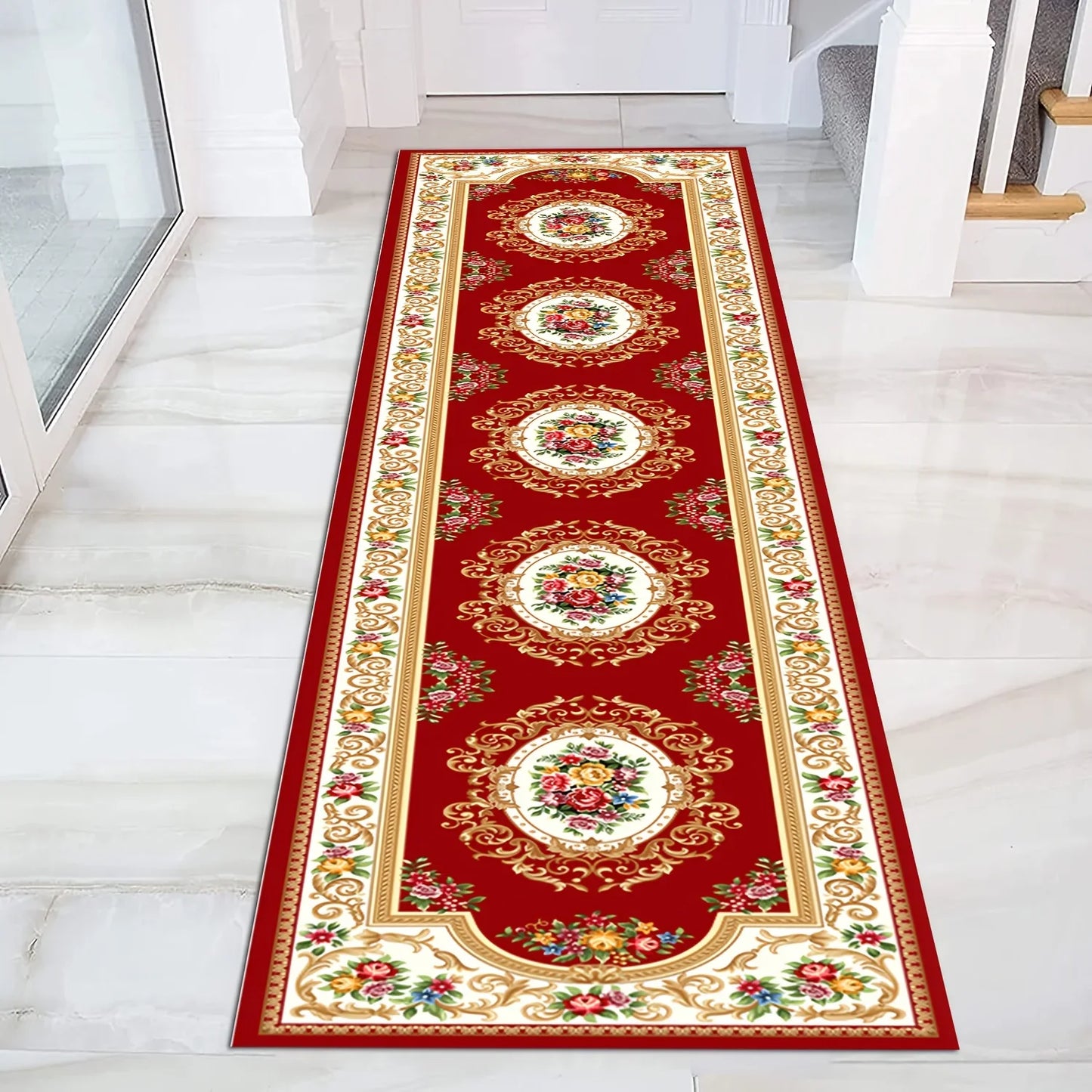 VIKAMA Velvet Persian Runner Rugs - Vintage Bohemian Non-Slip Mat
