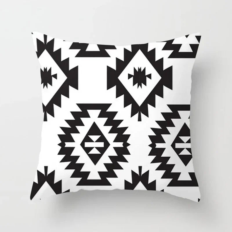Nordic Geometric Pillow Cover 45x45CM - Black & White Chic