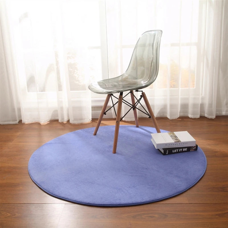 Round Carpet Rug - Coral Fleece Gray Living Room & Kids' Mat
