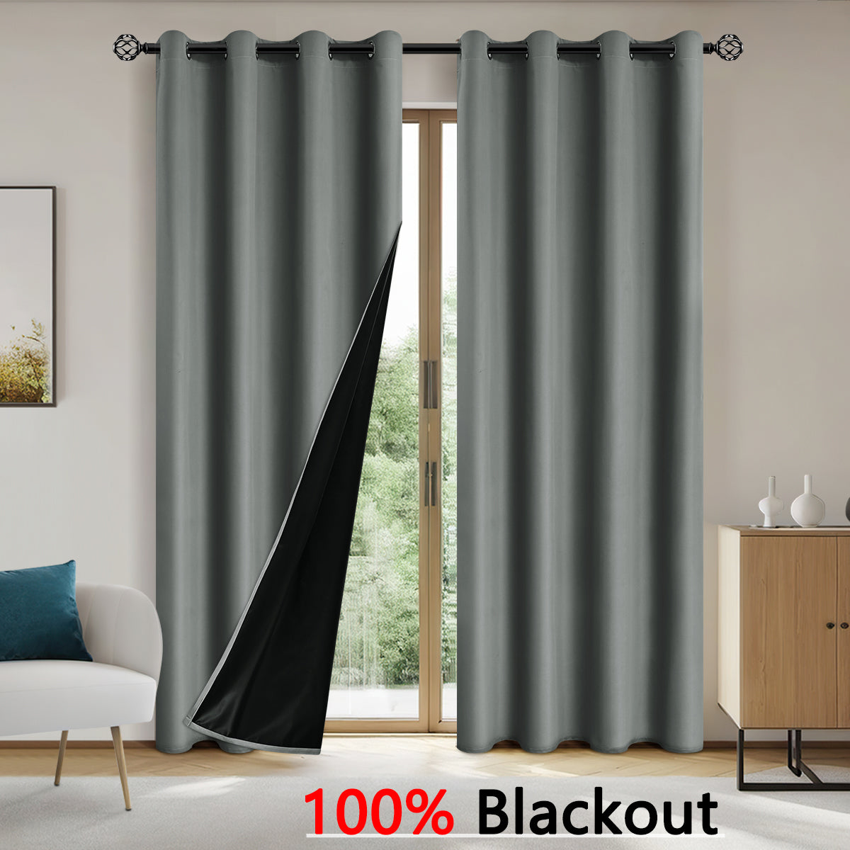 Blackout Curtains 100% Privacy Grommets Bedroom Drapes