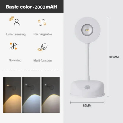 HPH USB Rechargeable Intelligent Human Sensing Wireless Wall Lamp Dimmable Led Spotlight For Lighting Paintings Pictures