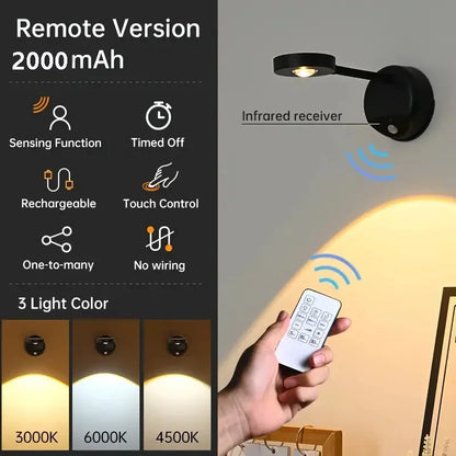 HPH USB Rechargeable Intelligent Human Sensing Wireless Wall Lamp Dimmable Led Spotlight For Lighting Paintings Pictures