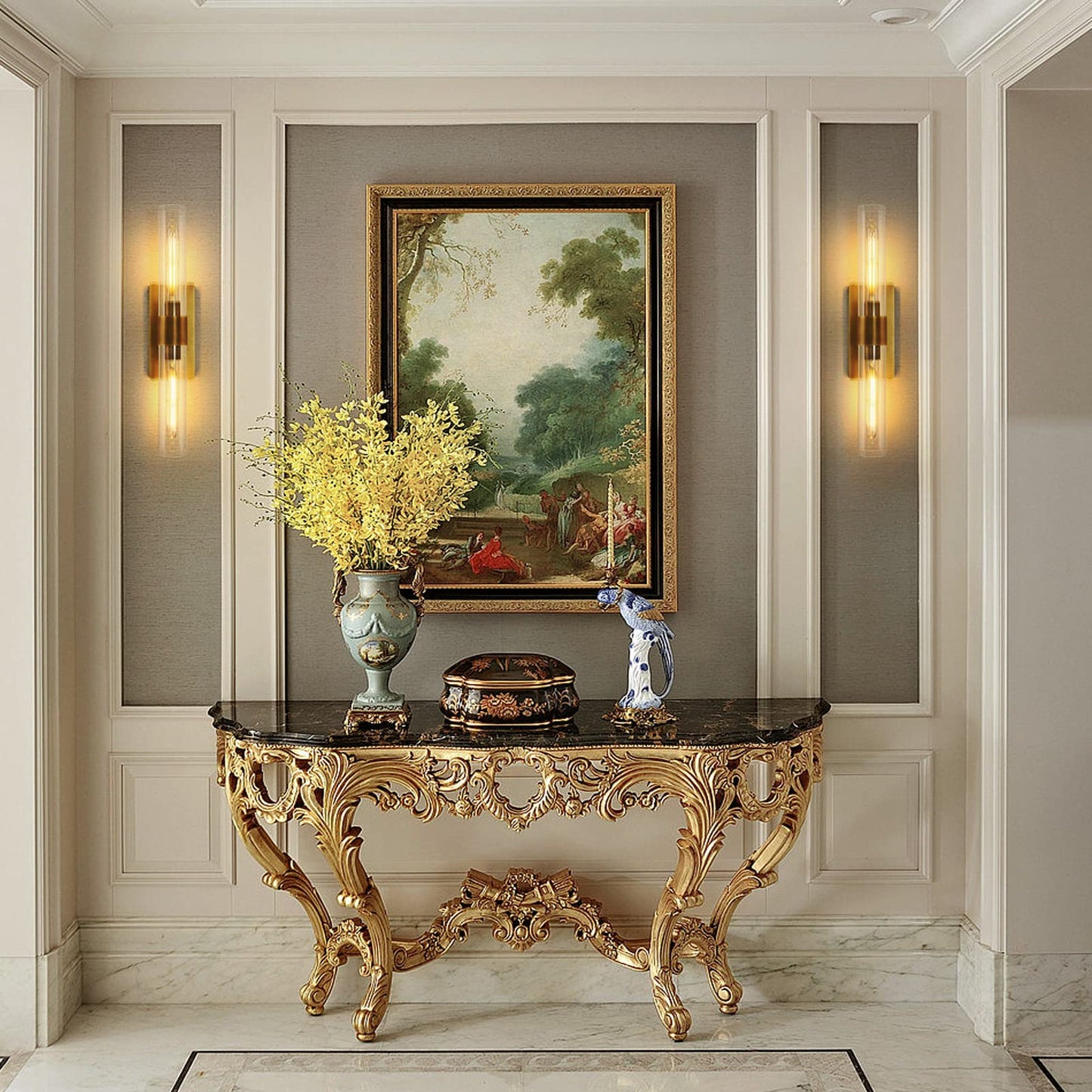 LED Wall Light - Double Head, Glass Sconce for Living Room