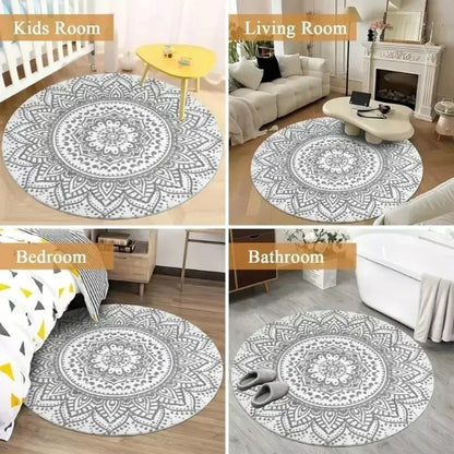 Area Rug: Round Vintage Floral Area Rug - Elegant European Style