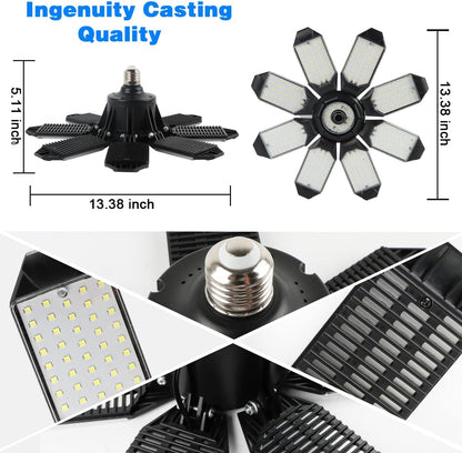LED Garage Light Bulbs, Super Bright 8+1 Panel E27 Socket