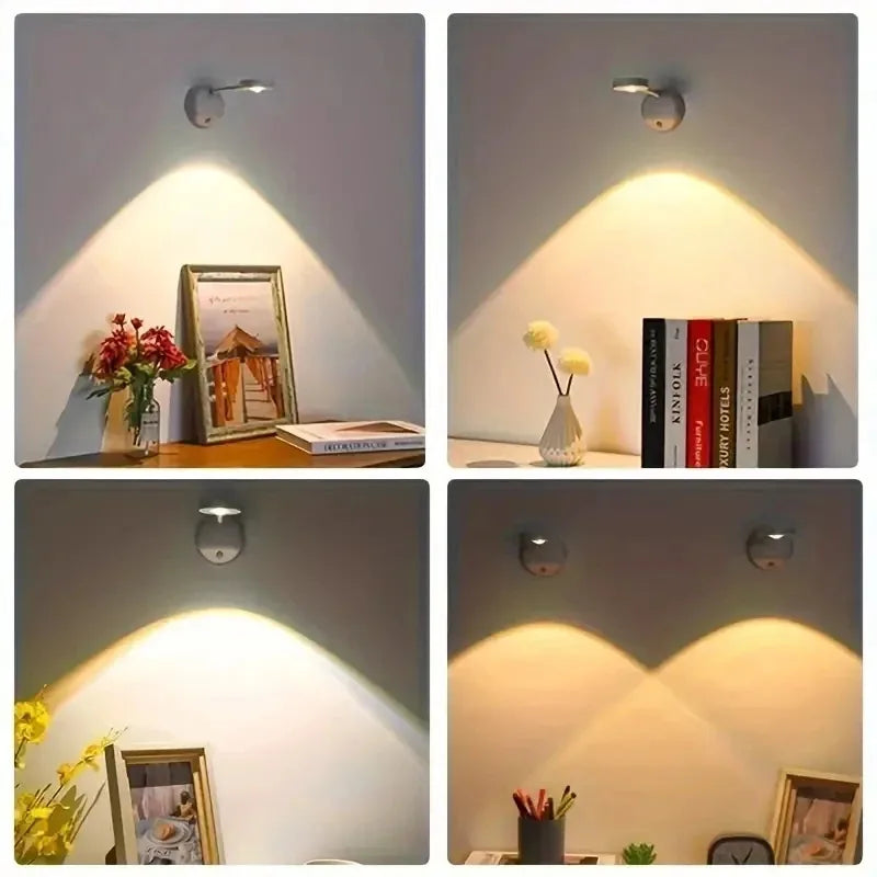 HPH USB Rechargeable Intelligent Human Sensing Wireless Wall Lamp Dimmable Led Spotlight For Lighting Paintings Pictures