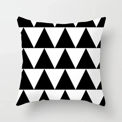 Nordic Geometric Pillow Cover 45x45CM - Black & White Chic