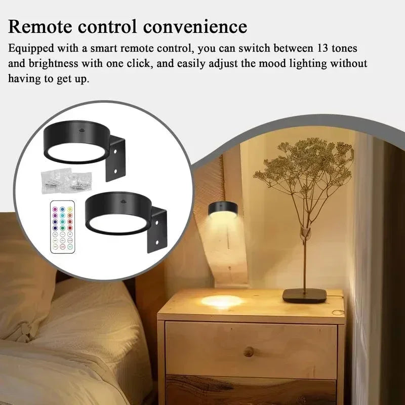 Battery Picture Wall Lamp: Wireless RGB Sconce with Timer