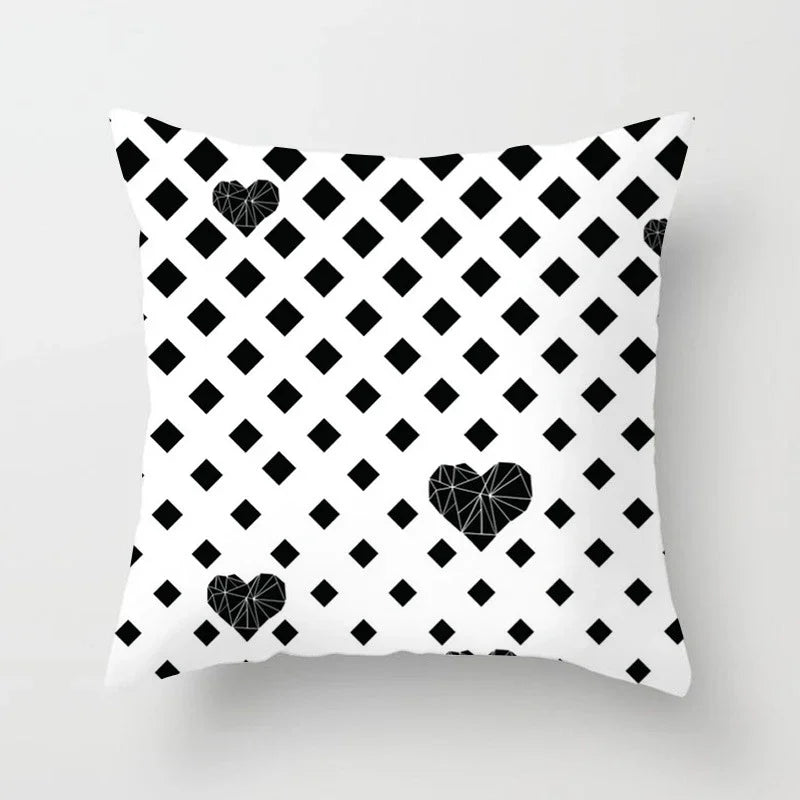 Nordic Geometric Pillow Cover 45x45CM - Black & White Chic