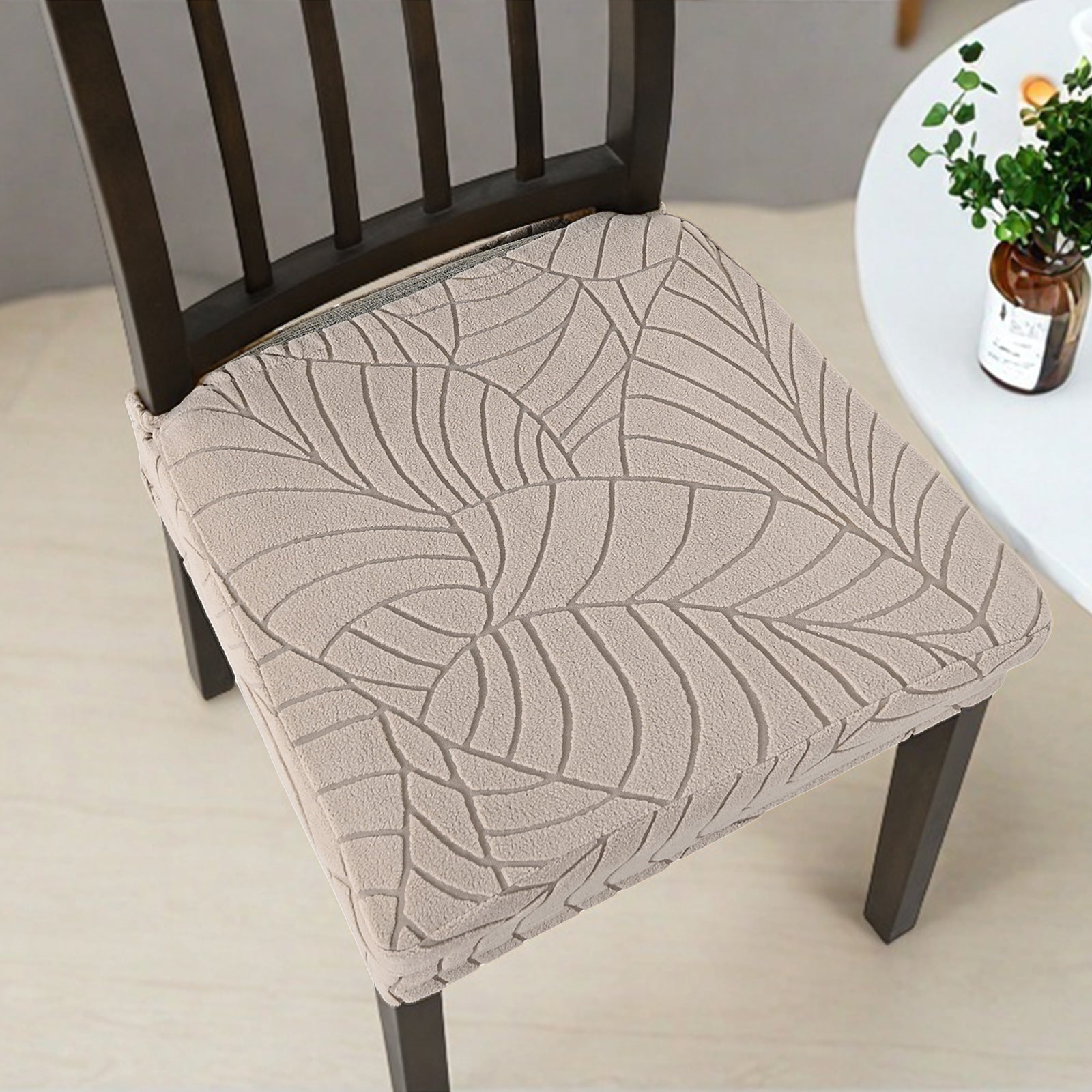 Durable Stretch Chair Covers - Leaf Jacquard Slipcovers