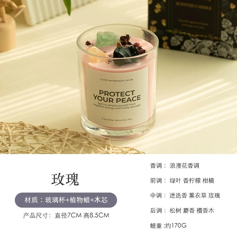 Scented Candle: Crystal-Cut Glass Candle: Romantic Soy Wax Gift