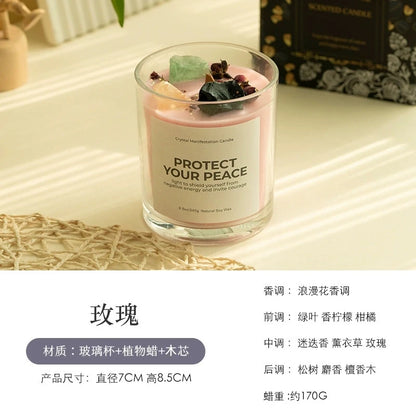 Scented Candle: Crystal-Cut Glass Candle: Romantic Soy Wax Gift