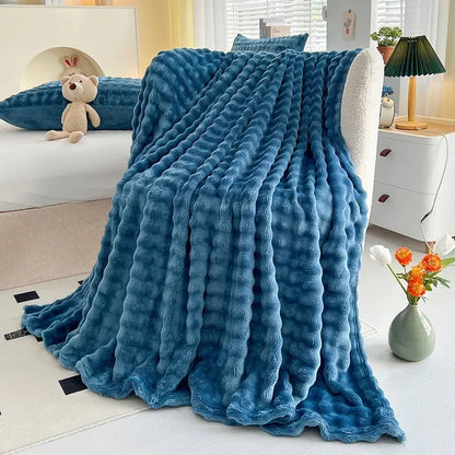Blanket: Flannel Rabbit Plush Blanket - Cozy Office & Sofa Cover