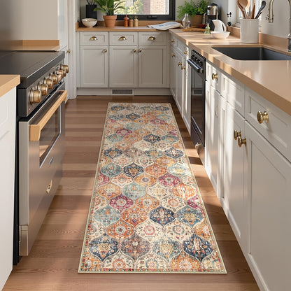 Vintage Butterfly Floral Runner Rug - Boho Hallway Carpet