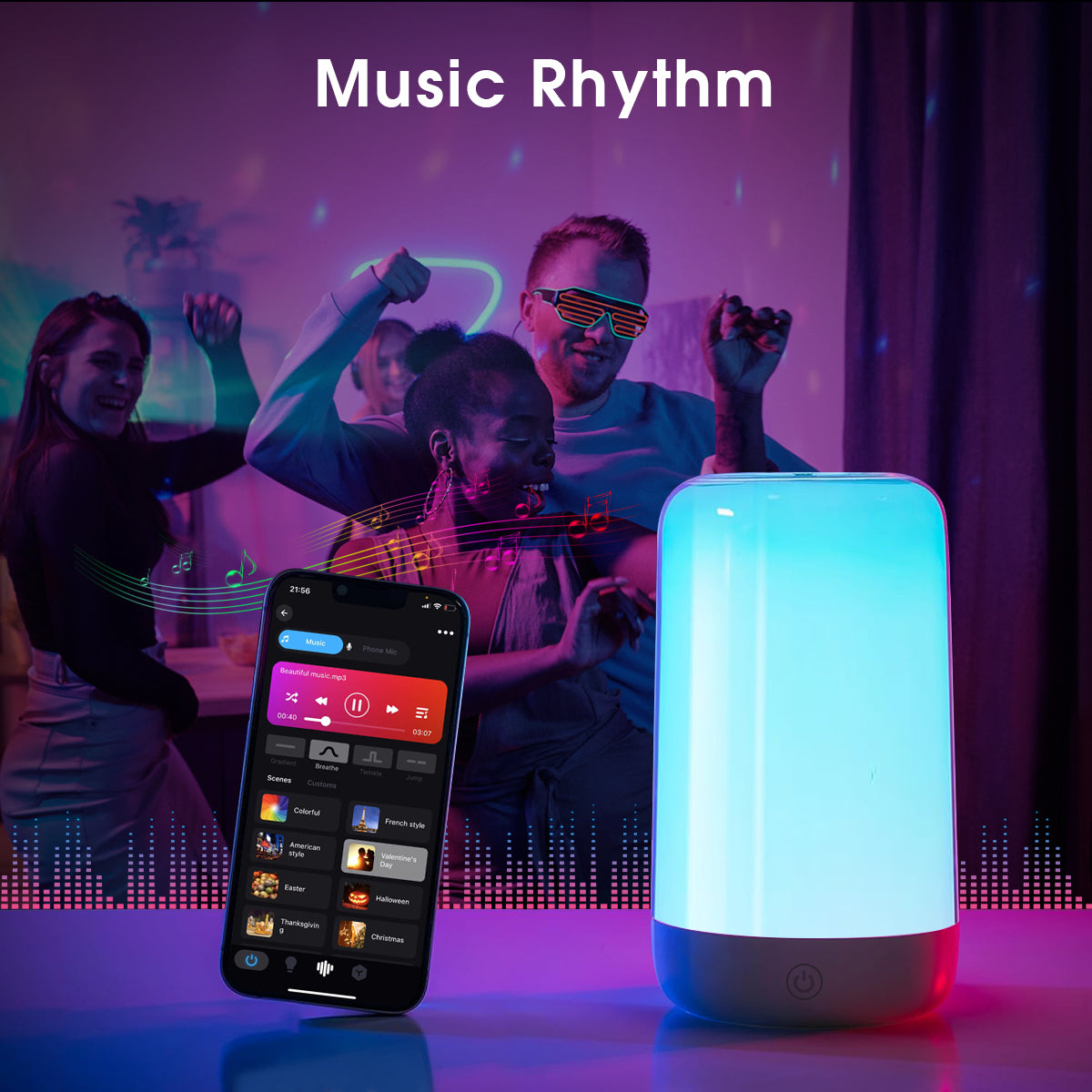 Table Lamp: Bluetooth Smart Touch RGB LED Bedside Lamp USB Rechargeable