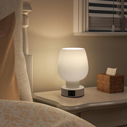 LED Desk Lamp: Touch Control, Dimmable Glass Shade