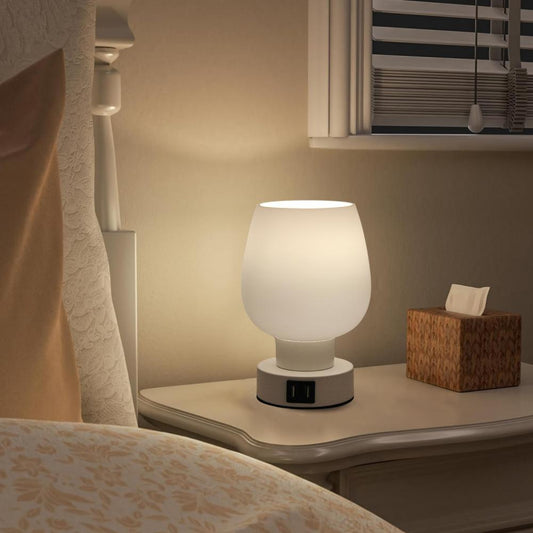 LED Desk Lamp: Touch Control, Dimmable Glass Shade
