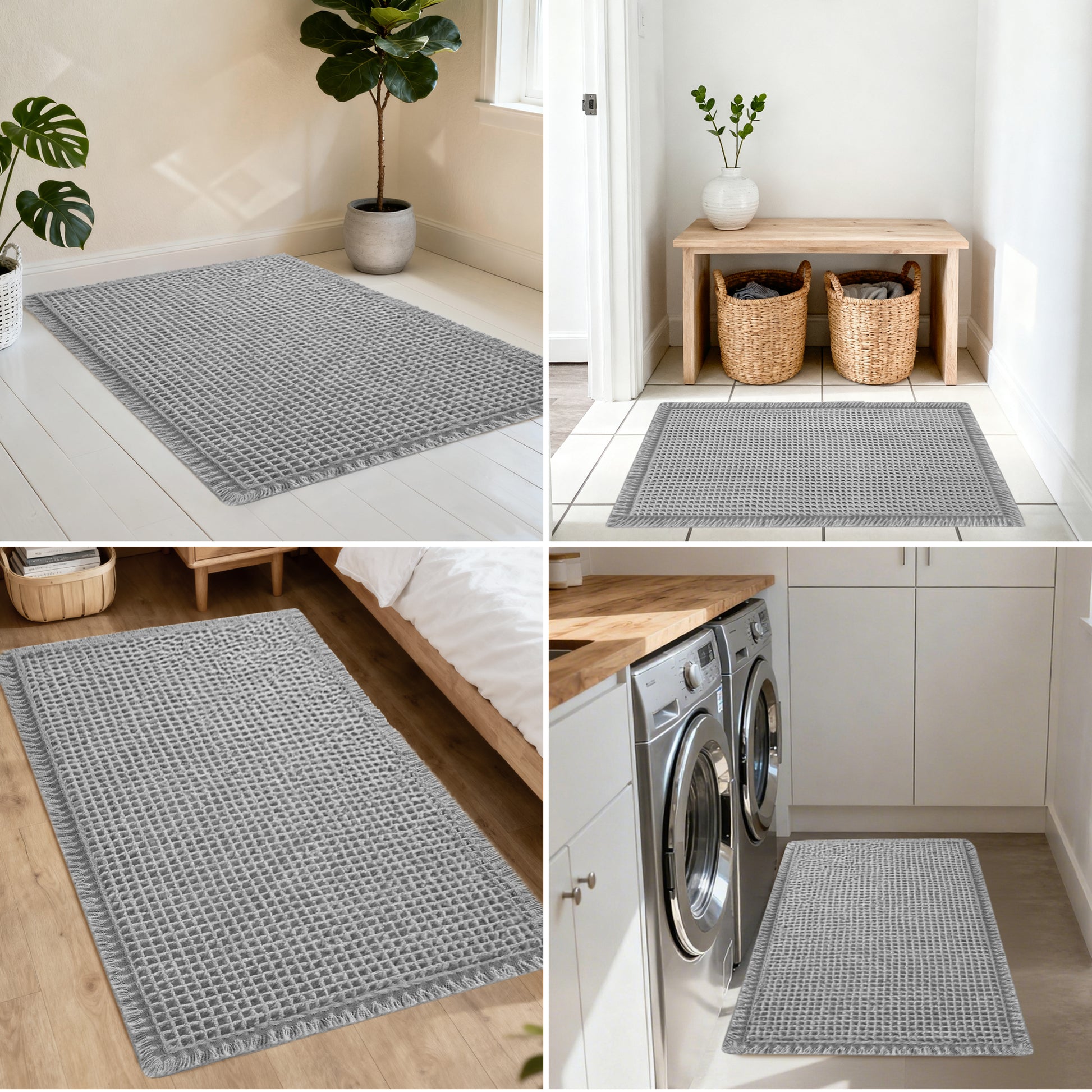 Waffle Bath Mat: Anti-Slip, Super Absorbent, Soft & Washable