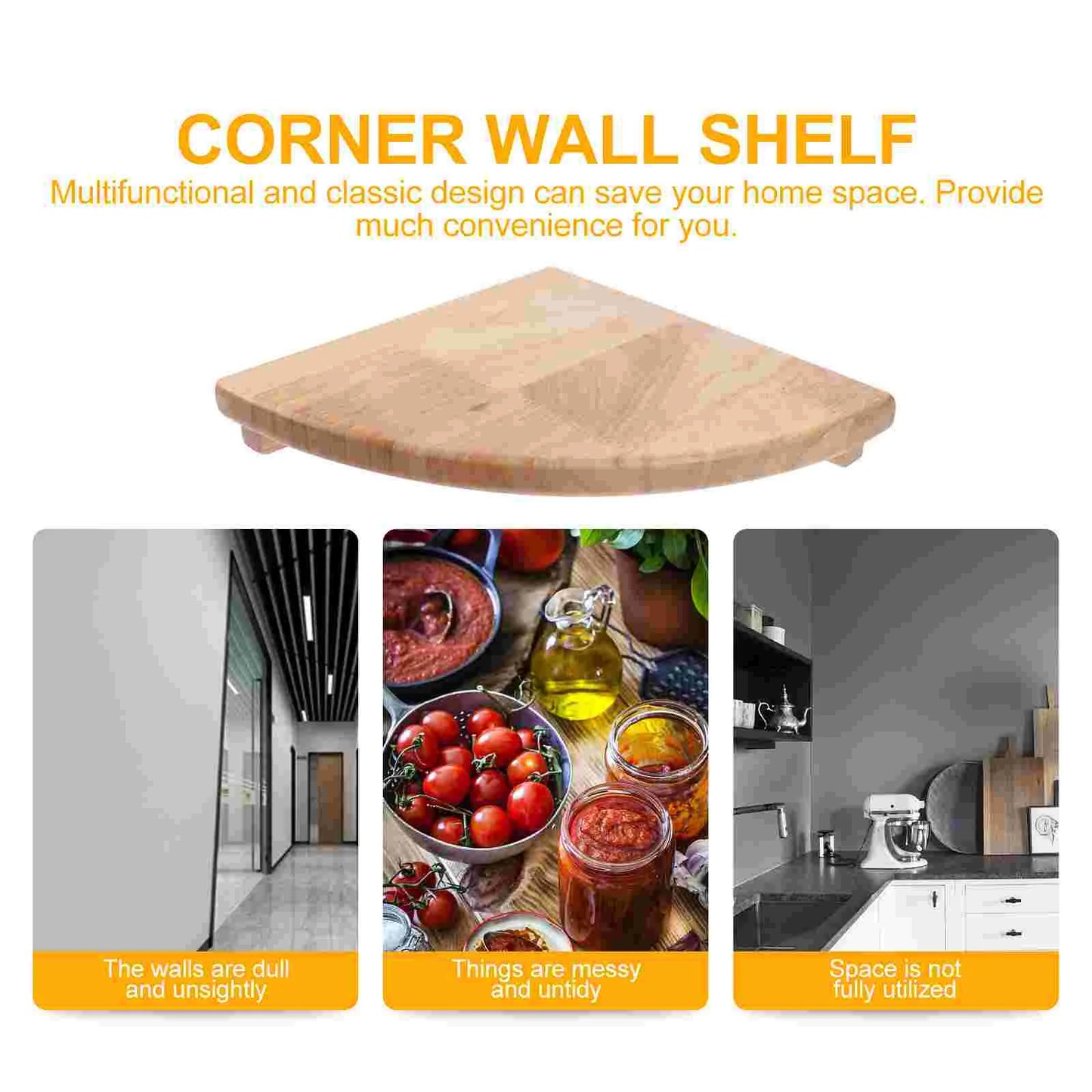 Floating Shelves - Rustic Wood Wall Mounted Corner Organizer