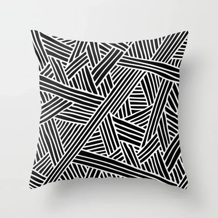 Nordic Geometric Pillow Cover 45x45CM - Black & White Chic