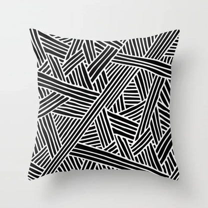 Nordic Geometric Pillow Cover 45x45CM - Black & White Chic