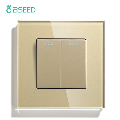 BSEED Mechanical Wall Button Switch 1/2/3Gang 1Way Wall Power Socket Glass Frame USB Type-C Charge Port Home Improvement