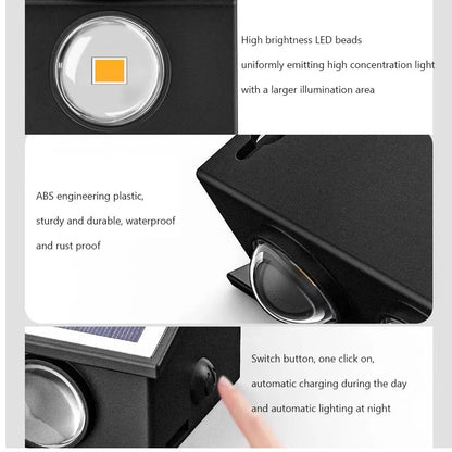 Sunlight Powered 4/6/8LEDs Solar Wall Lamp,Outdoor Waterproof Solar Light,Up and Down Luminous Lighting for Yard Garden Decor